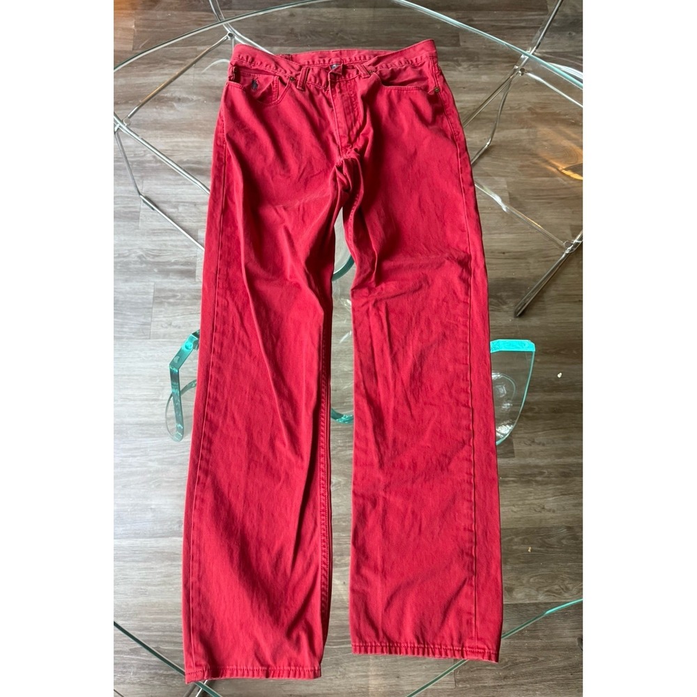Mens‎ Vintage Polo Ralph Lauren 650 Straight Leg Chino Pants Red 32x32 Blue Pony